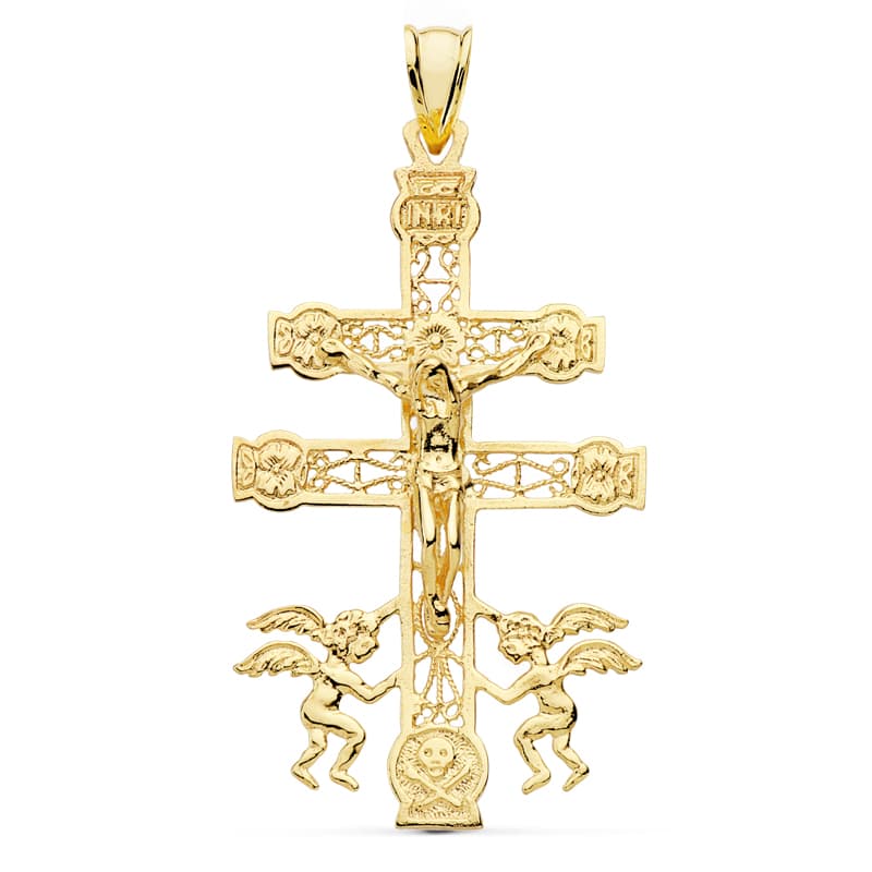 Cruz Caravaca 49 x 27 mm de oro amarillo 9K