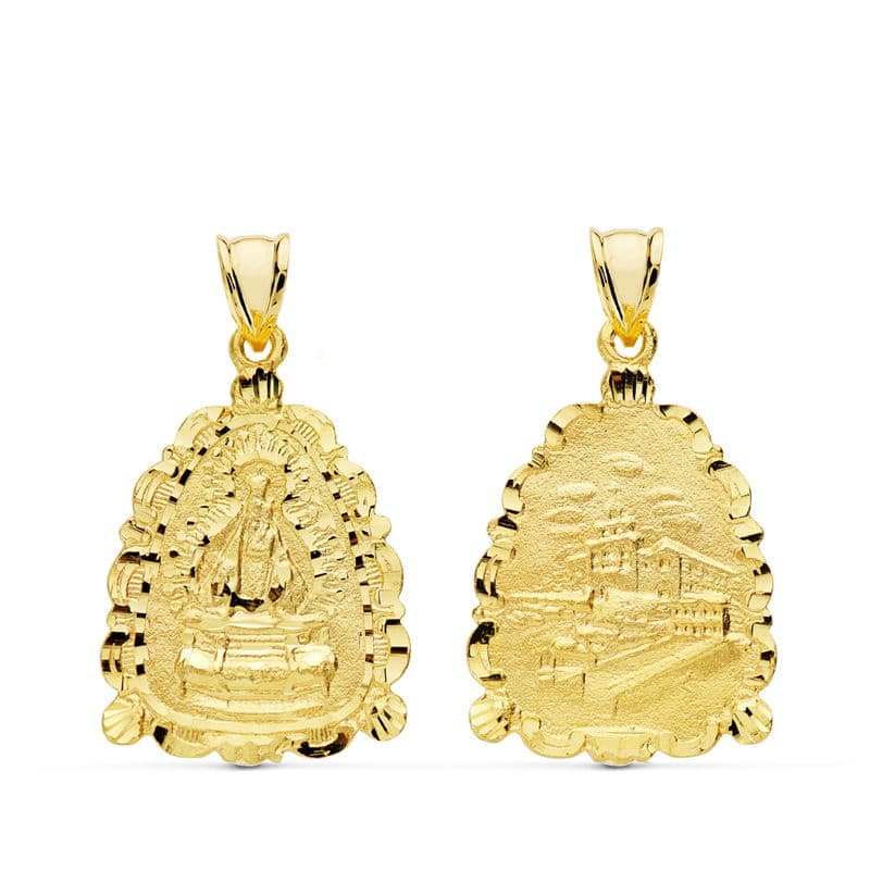 Medalla Virgen de la Cabeza Andujar con Santuario 28 x 22 mm de oro amarillo 18K