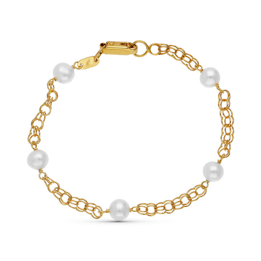 Pulsera Perla 16,5 cm de oro amarillo 18K