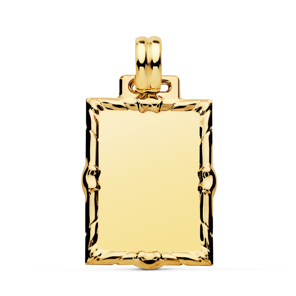 Placa Chapa Rectangular en Brillo 26 x 21 mm de oro amarillo 18K