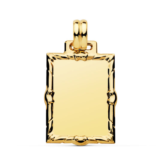 18K PLACA CHAPA ORO AMARILLO RECTANGULAR EN BRILLO 26X21 MM