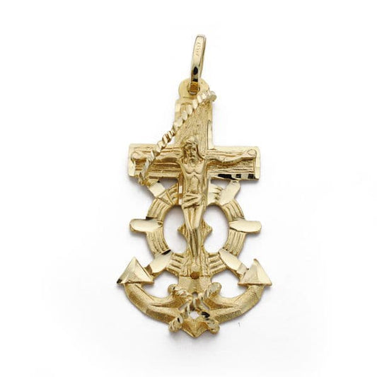 18K CRUZ ORO AMARILLO MARINERA CRISTO 35X20 MM