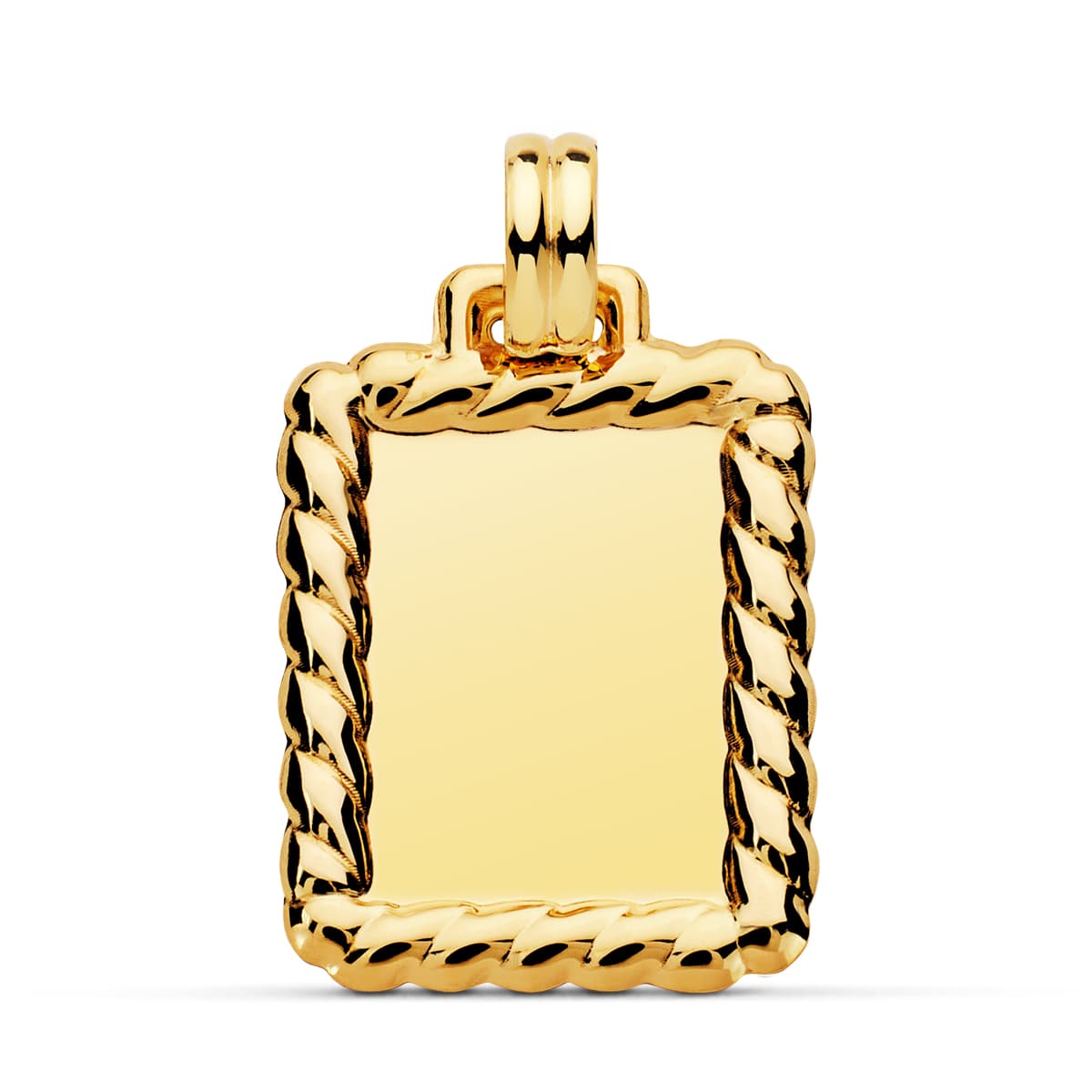 18K PLACA CHAPA ORO AMARILLO EN BRILLO CON BORDE 28X23 MM