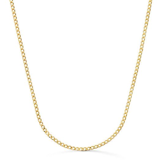 18K CADENA ORO AMARILLO BARBADA HUECA ANCHO: 2MM LARGO: 60CM