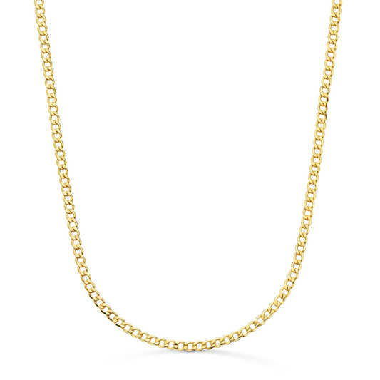 Cadena Barbada Hueca Ancho: 2,5 mm Largo: 60 cm de oro amarillo 18K