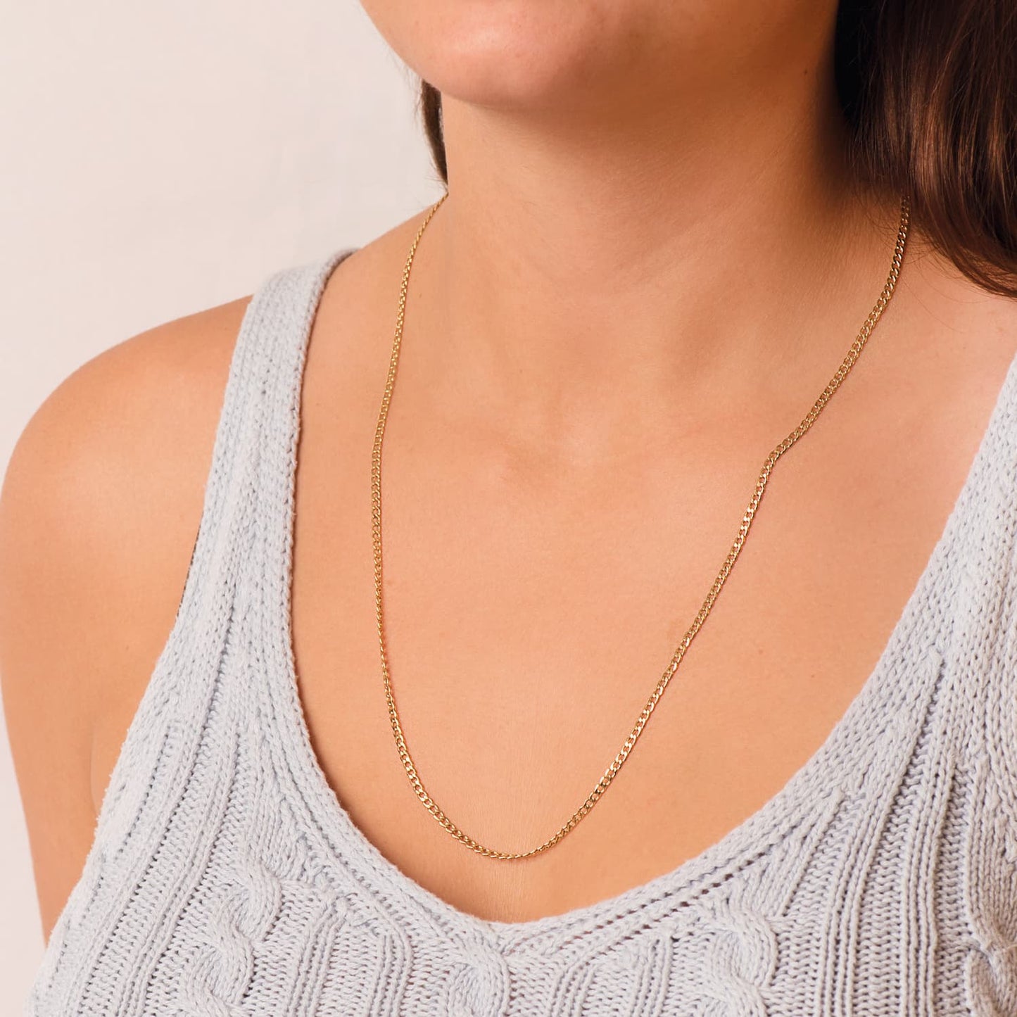 18K CADENA ORO AMARILLO BARBADA HUECA ANCHO: 2.5MM LARGO: 60CM