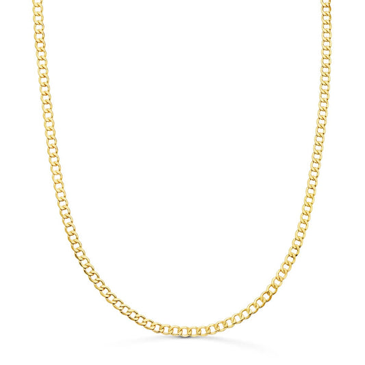 Cadena Barbada Hueca Ancho: 3,5 mm Largo: 60 cm de oro amarillo 18K
