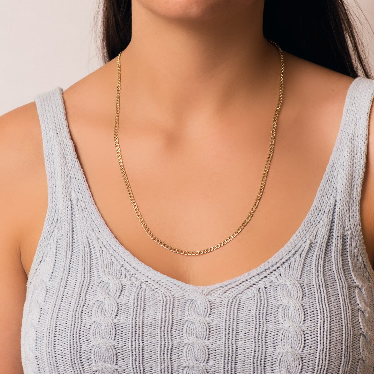 18K CADENA ORO AMARILLO BARBADA HUECA ANCHO: 3,5MM LARGO: 60CM