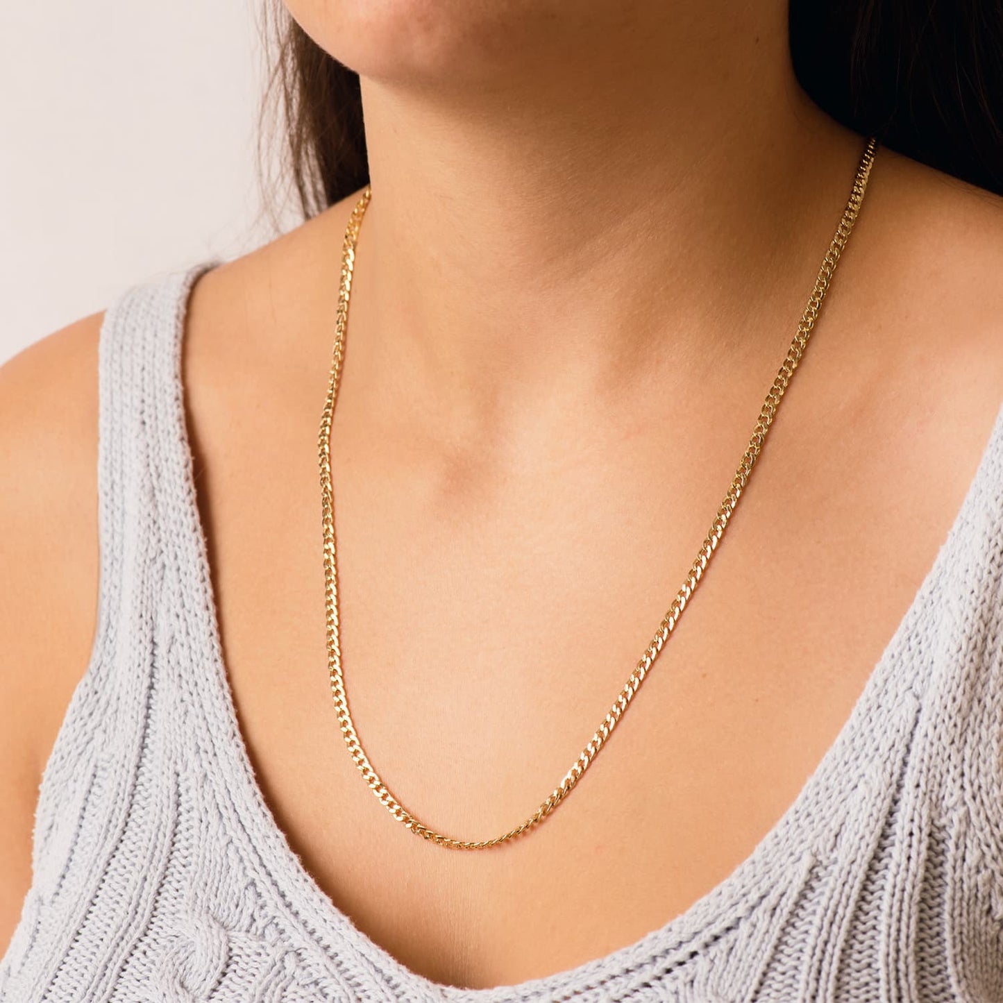 18K CADENA ORO AMARILLO BARBADA HUECA ANCHO: 3,2MM LARGO: 60CM