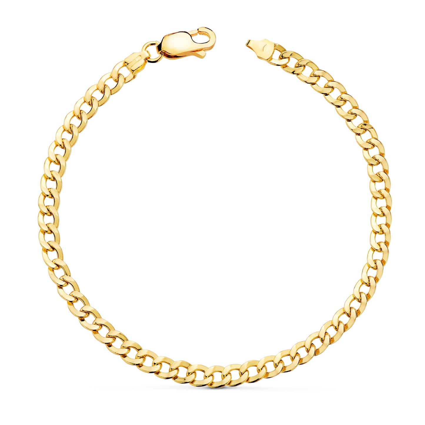 18K PULSERA ORO AMARILLO BARBADA PLANA HUECA LARGO: 19CM