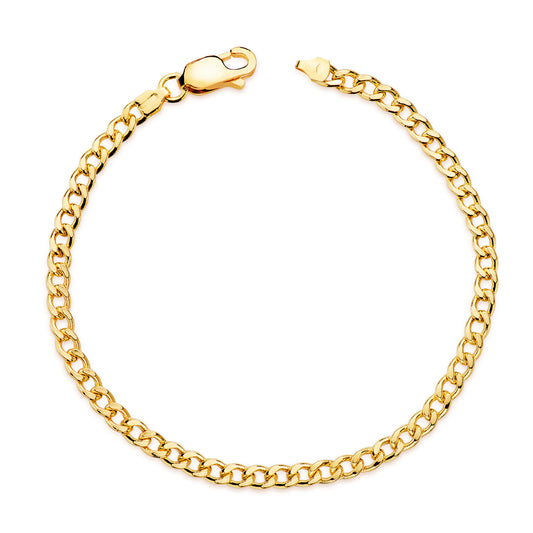 Pulsera Barbada Hueca Ancho: 3,5 mm Largo: 19 cm de oro amarillo 18K