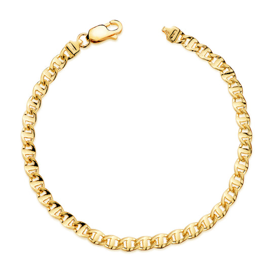 Pulsera Hueca Eslabon Ancla Tallado Ancho: 4 mm. Largo: 19,5 cm de oro amarillo 18K