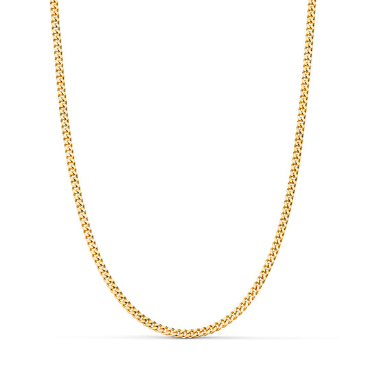 Cadena Barbada Plana y Maciza. Ancho: 2,2 mm. Largo: 60cm de oro amarillo 18K
