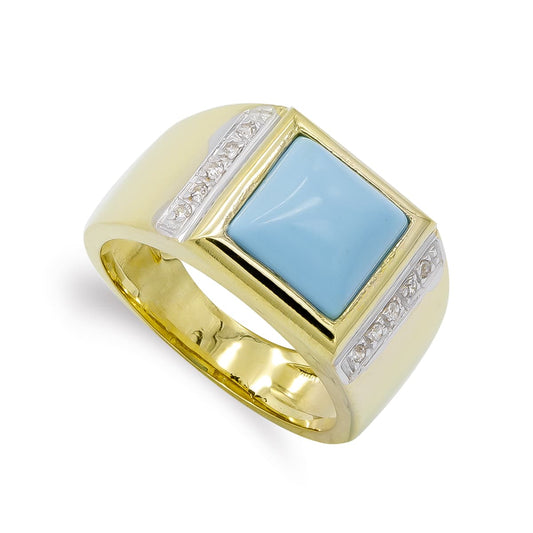 18K SORTIJA ORO AMARILLO TURQUESA FINA Y CIRCONITAS