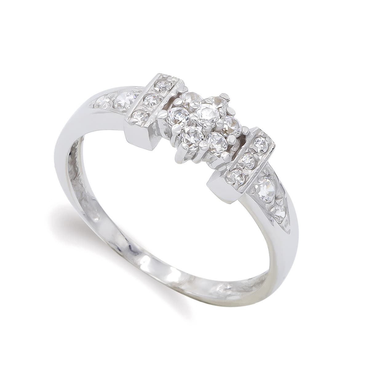 18K SORTIJA ORO BLANCO CON CIRCONITAS. ANCHO: 6,5 MM