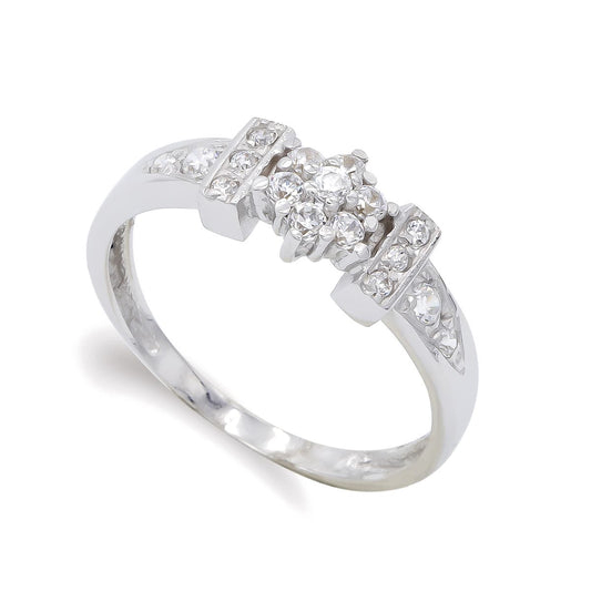 18K SORTIJA ORO BLANCO CON CIRCONITAS. ANCHO: 6,5 MM