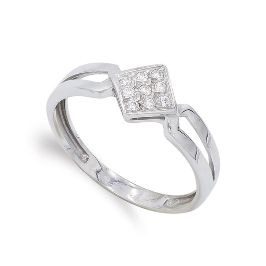 18K SORTIJA ORO BLANCO CON CIRCONITAS. ANCHO: 7,5 MM