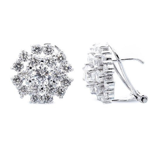 18K PENDIENTES CIRCONITAS 14 MM ORO BLANCO CIERRE OMEGA