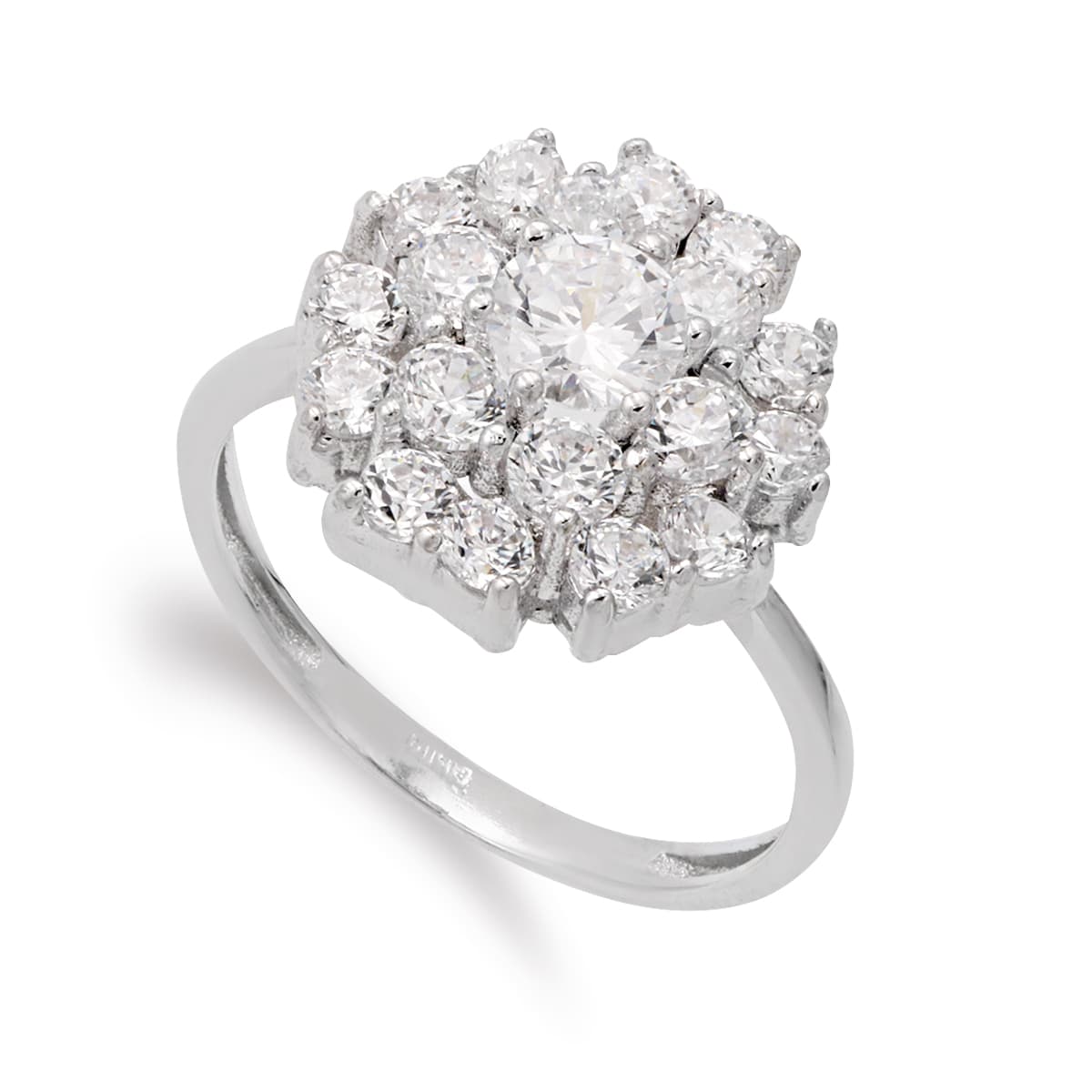 18K SORTIJA ORO BLANCO CUAJO PIÑA CON CIRCONITAS. ANCHO: 14 MM