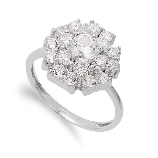 18K SORTIJA ORO BLANCO CUAJO PIÑA CON CIRCONITAS. ANCHO: 14 MM