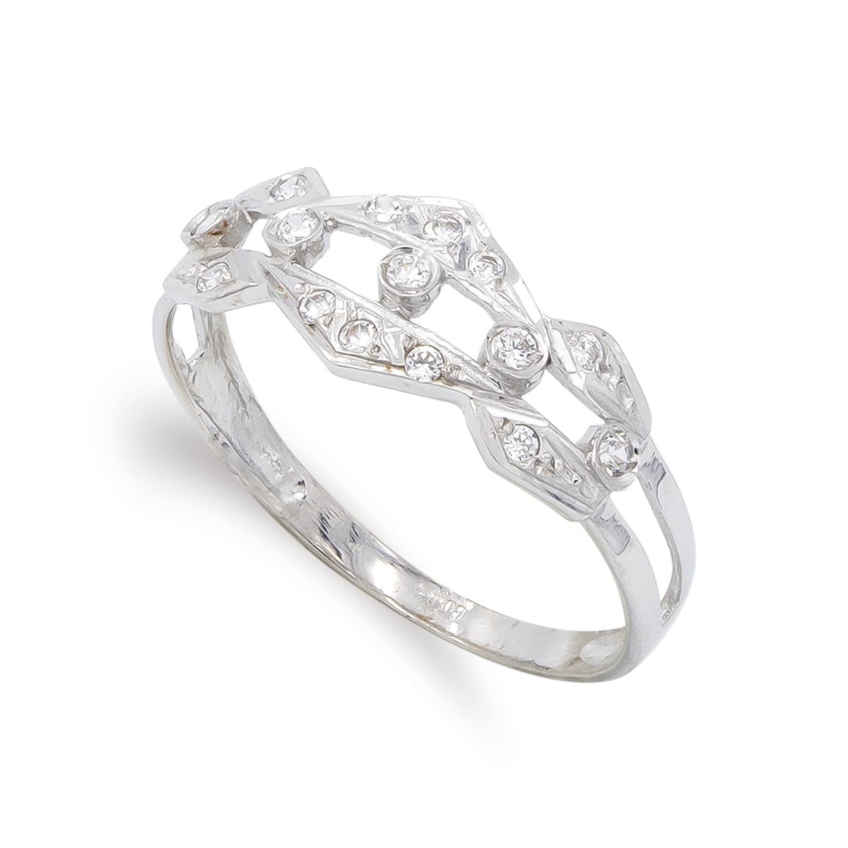 18K SORTIJA ORO BLANCO CON CIRCONITAS. ANCHO: 7,5 MM