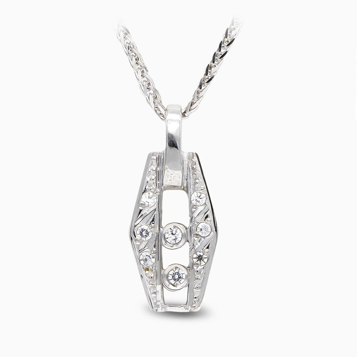 18K GARGANTILLA ORO BLANCO Y CIRCONITAS