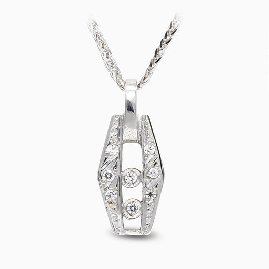 Gargantilla y Circonitas de oro blanco 18K