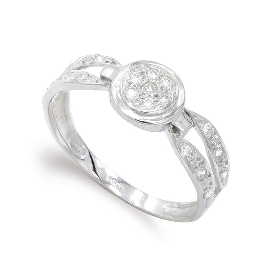 18K SORTIJA ORO BLANCO CON CIRCONITAS. ANCHO: 7 MM