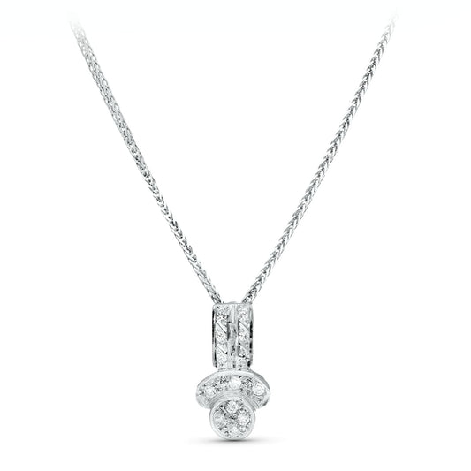 18K GARGANTILLA ORO BLANCO JUEGO NOVIA CIRCONITA 45CM CENTRO 16X8 MM