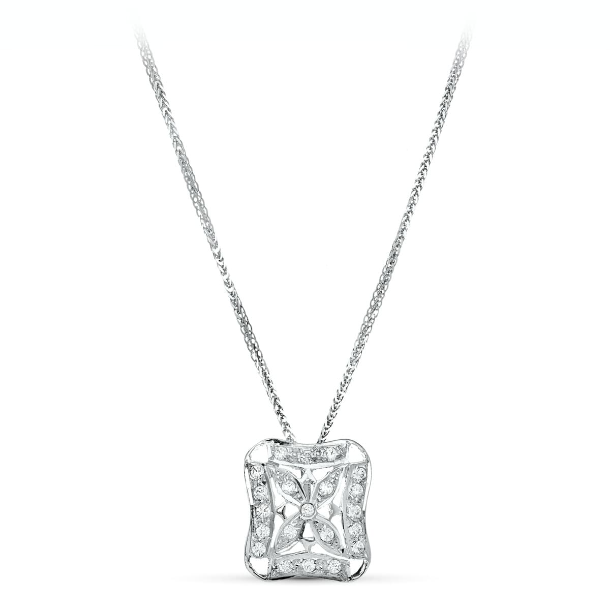 Gargantilla Juego Novia 45 cm Motivo 17 x 17 mm de oro blanco 18K