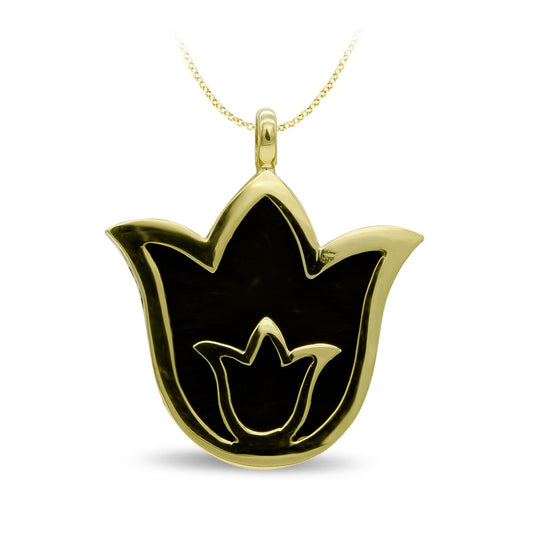 18K COLGANTE ORO AMARILLO EBANO Y TULIPAN