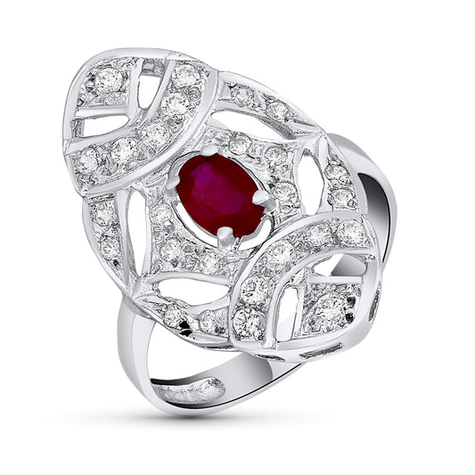 18K SORTIJA ORO BLANCO LANZADERA PIEDRA FINA Y CIRCONITAS. ANCHO: 24 MM