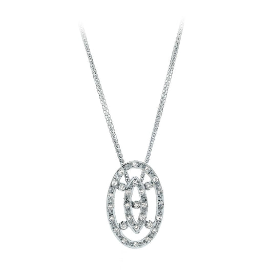 18K GARGANTILLA ORO BLANCO JUEGO DE NOVIA CIRCONITA 45CM CENTRO 22X14 MM