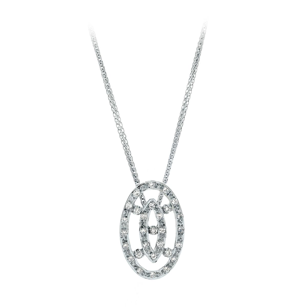 18K GARGANTILLA ORO BLANCO JUEGO DE NOVIA CIRCONITA 45CM CENTRO 22X14 MM