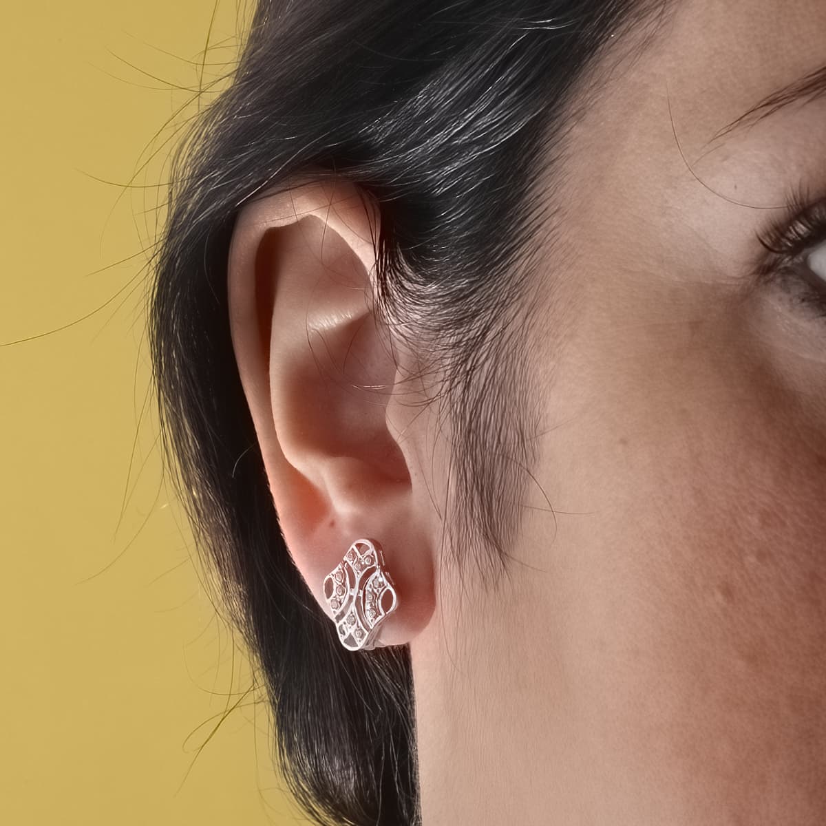 Pendientes Juego Novia Circonita 15 x 10 mm de oro blanco 18K