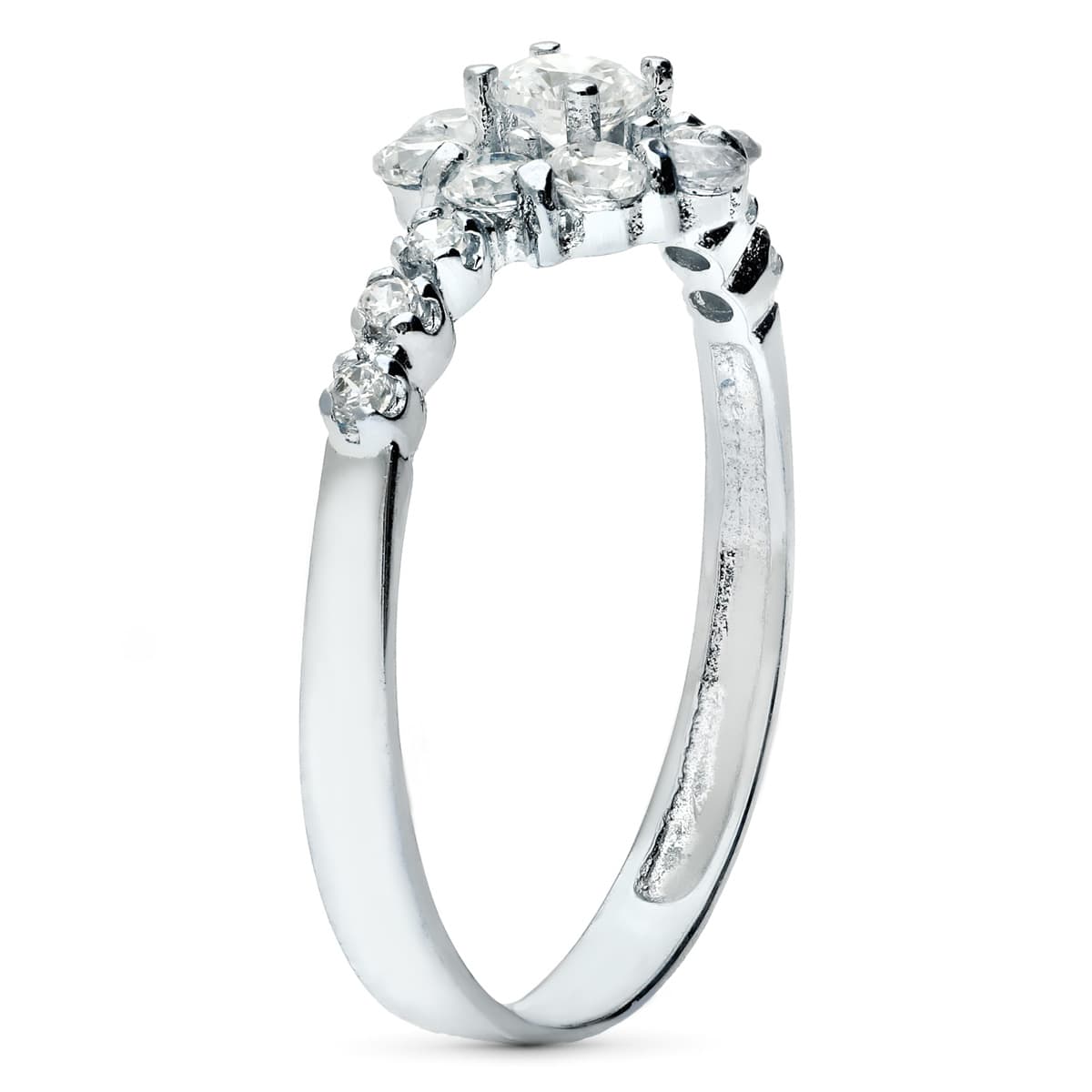 18K SORTIJA ORO BLANCO CUAJO CON CIRCONITAS. ANCHO: 8 MM