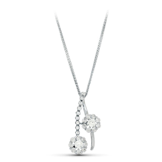 18K GARGANTILLA 45CM ORO BLANCO JUEGO DE NOVIA CIRCONITA MOTIVO 26X14 MM