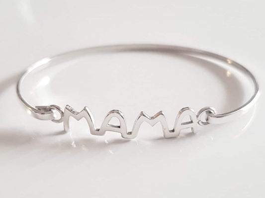 Pulsera rígida mamá de plata de ley