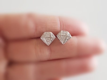 Pendientes diamantes de plata de ley - Joyería Zafir