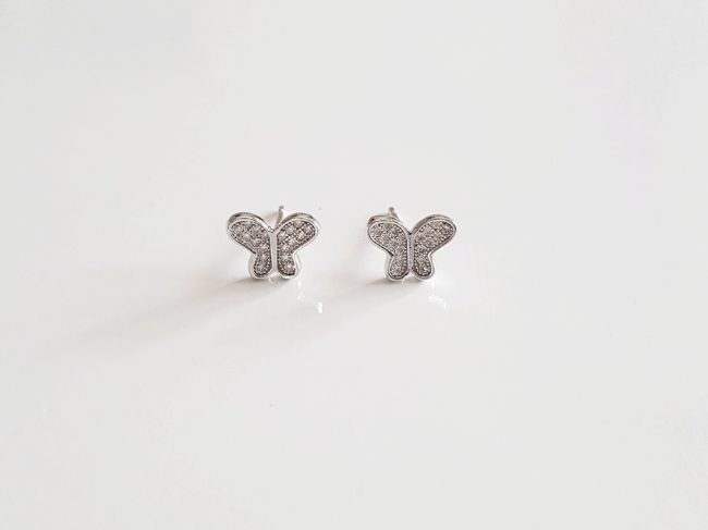 Pendientes mariposa de plata de ley