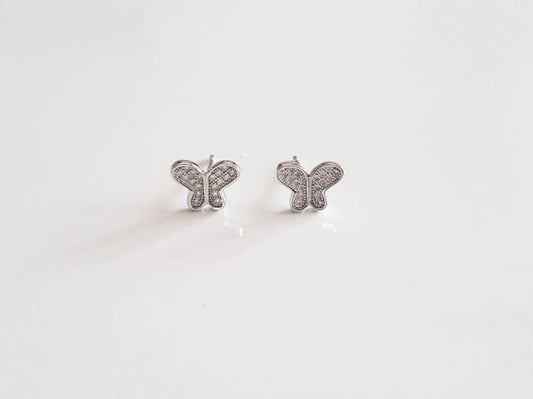 Pendientes mariposa de plata de ley