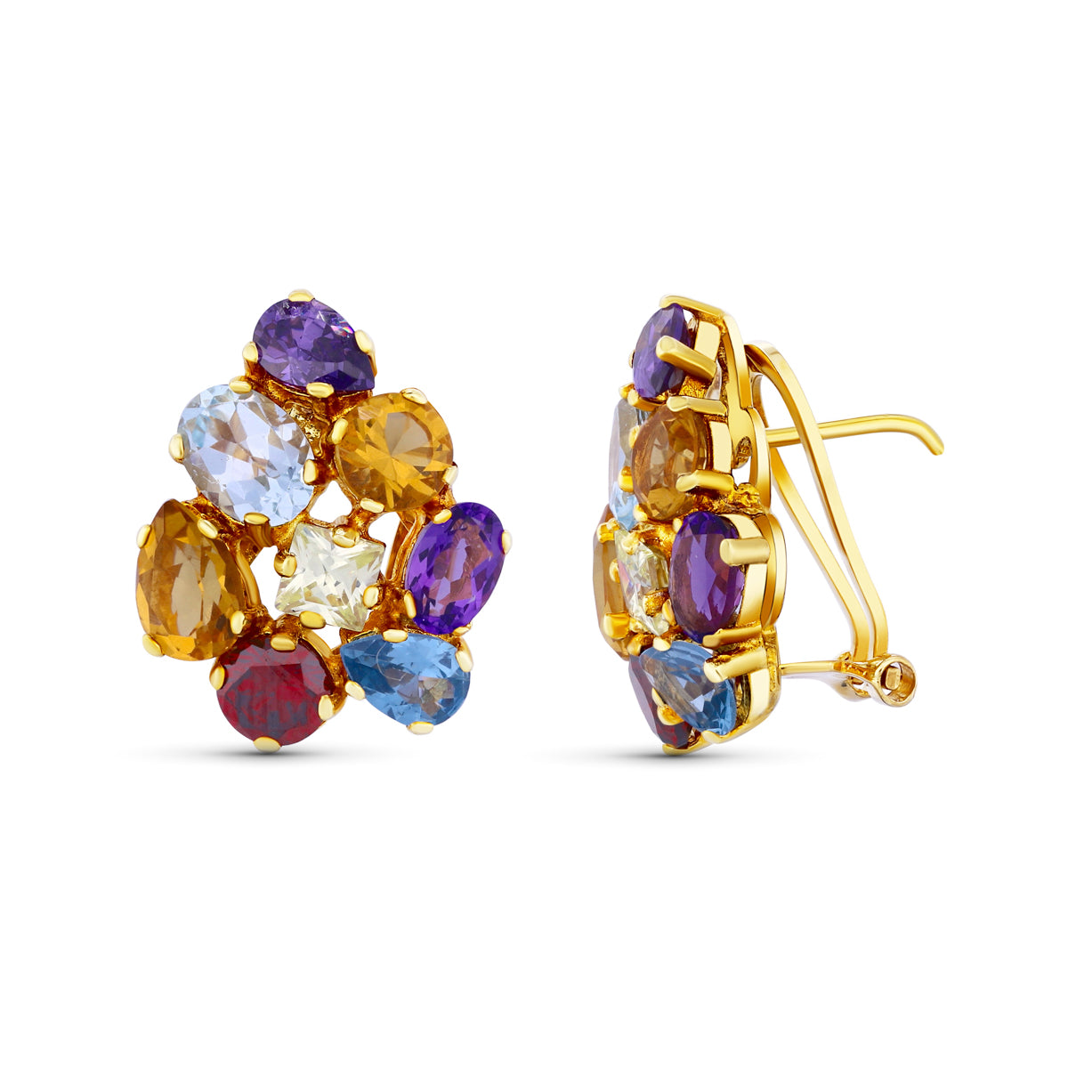 Pendientes Piedra Color 20 x 16 mm de oro amarillo 18K