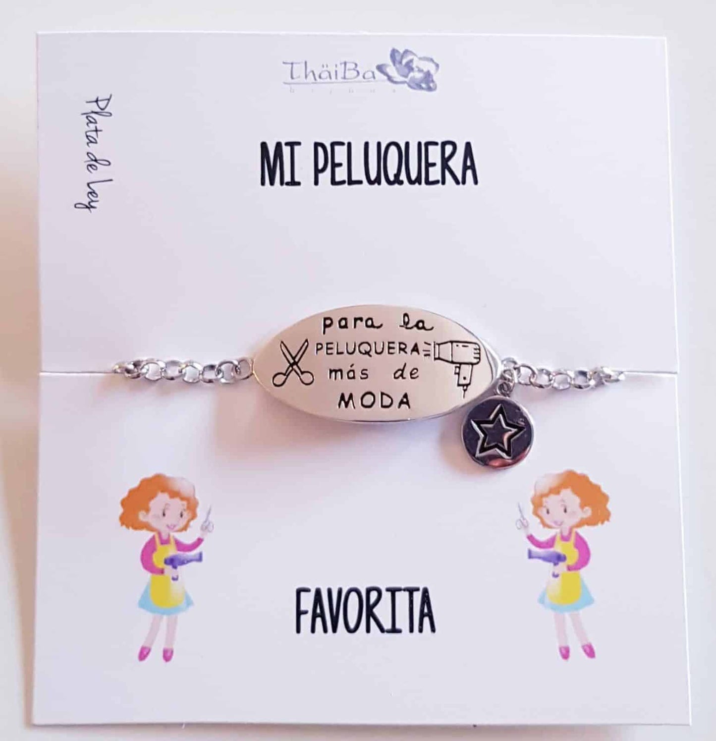 Pulsera de la peluquera de plata de ley