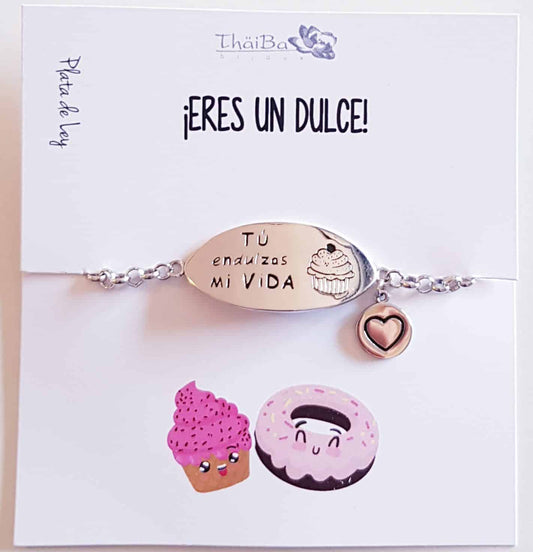 Pulsera dulce cup cake de plata de ley