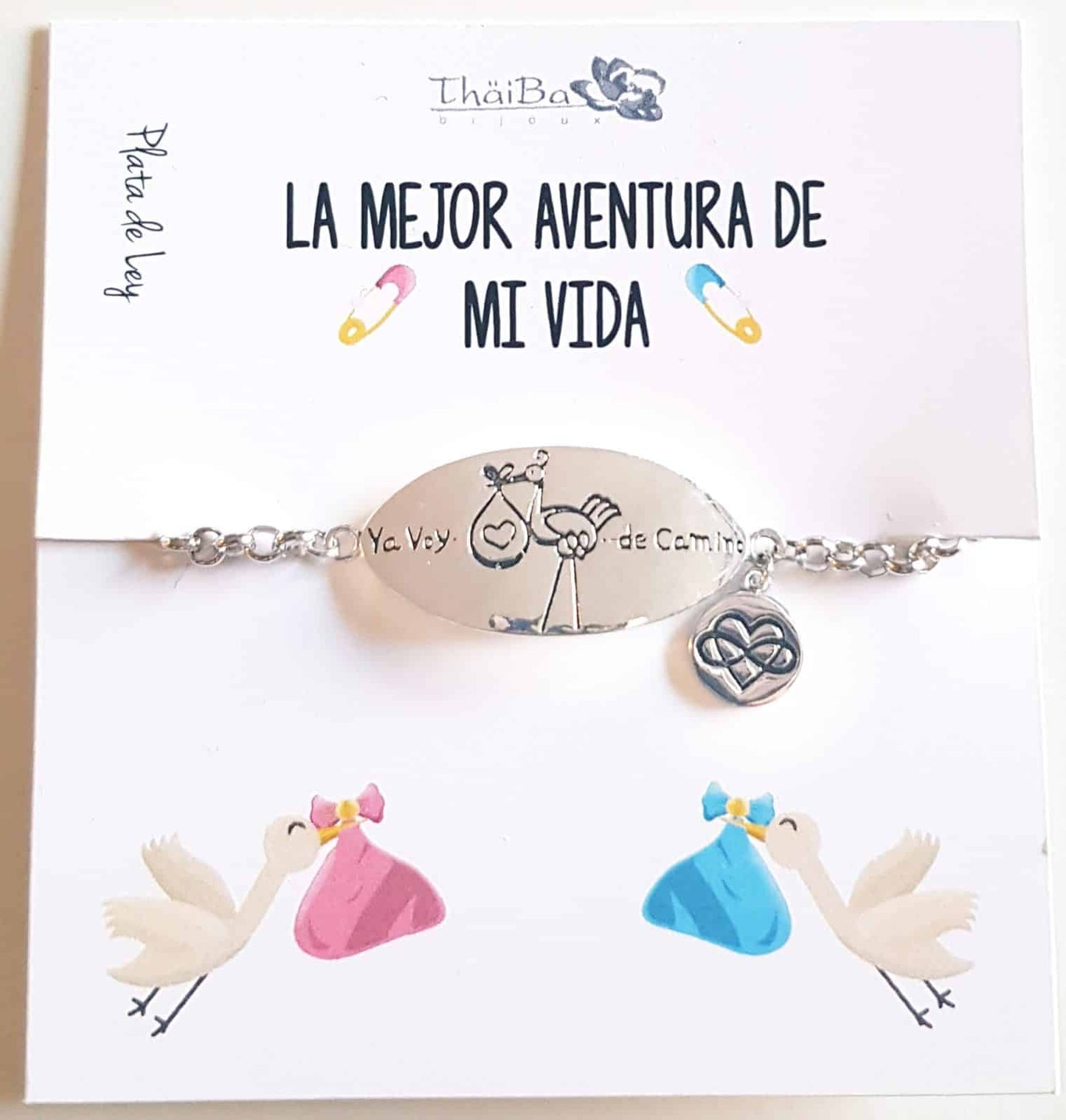 Pulsera cigüeña de plata de ley