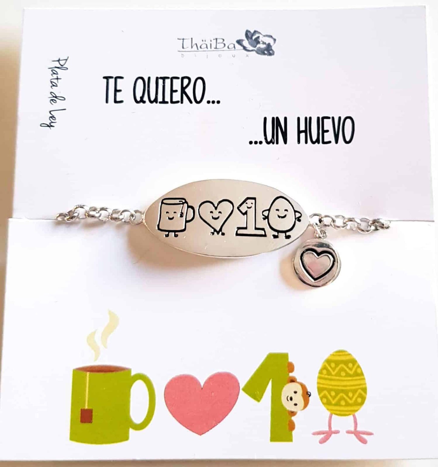Pulsera te quiero un huevo de plata de ley