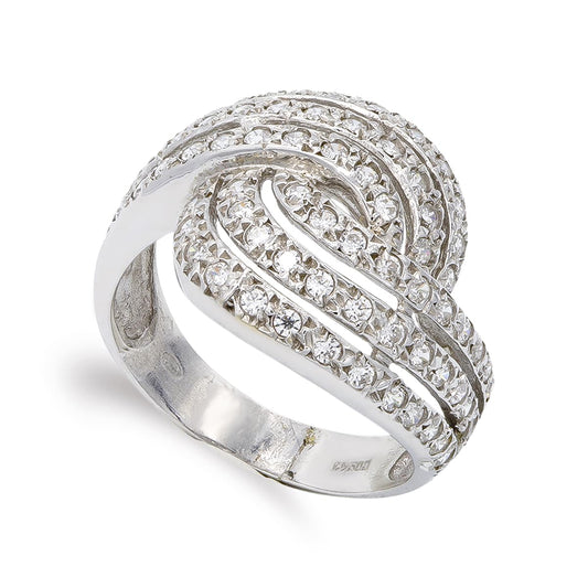 18K SORTIJA ORO BLANCO BANDAS Y CIRCONITAS. ANCHO: 16 MM