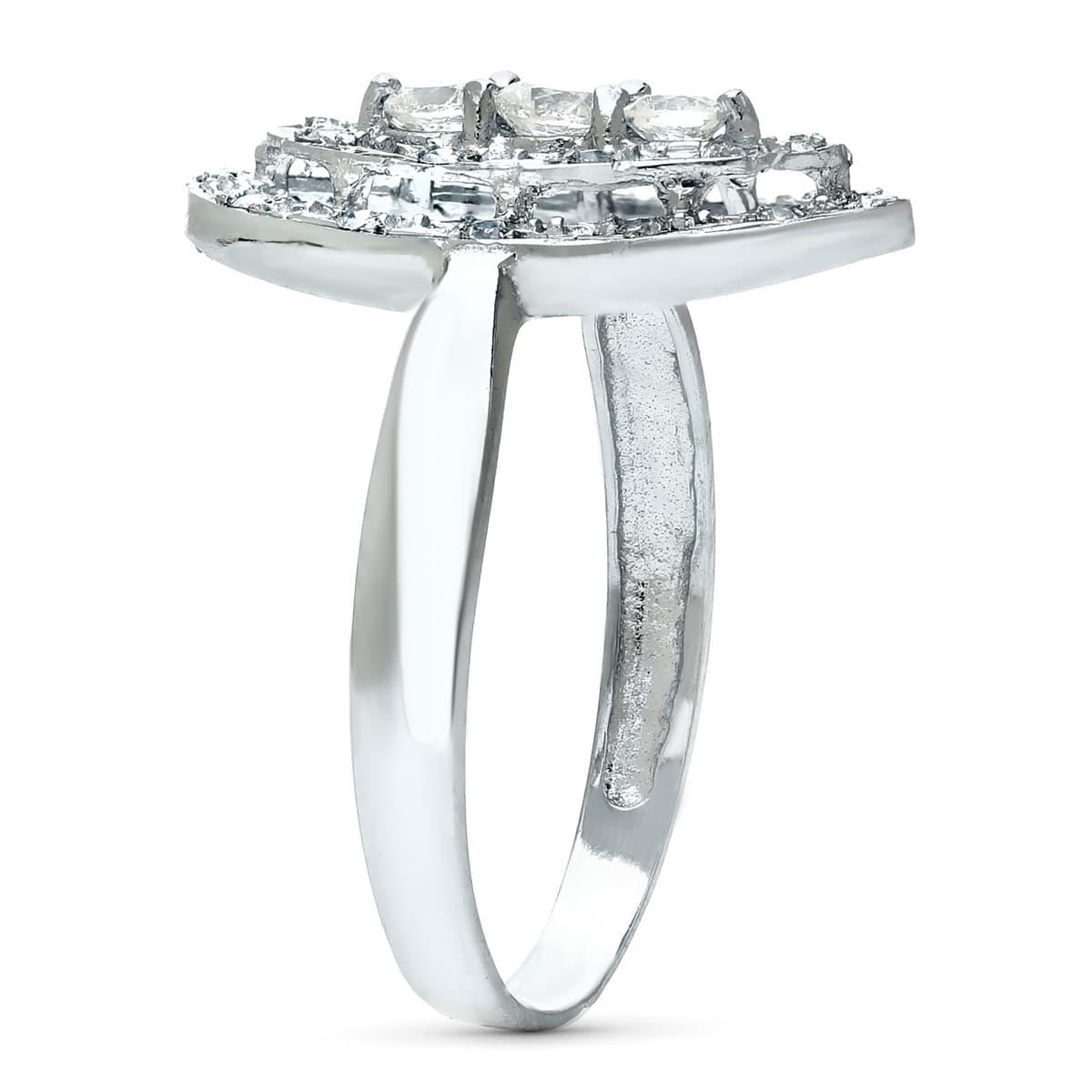 Sortija Lanzadera con Circonitas. Ancho: 18 mm de oro blanco 18K