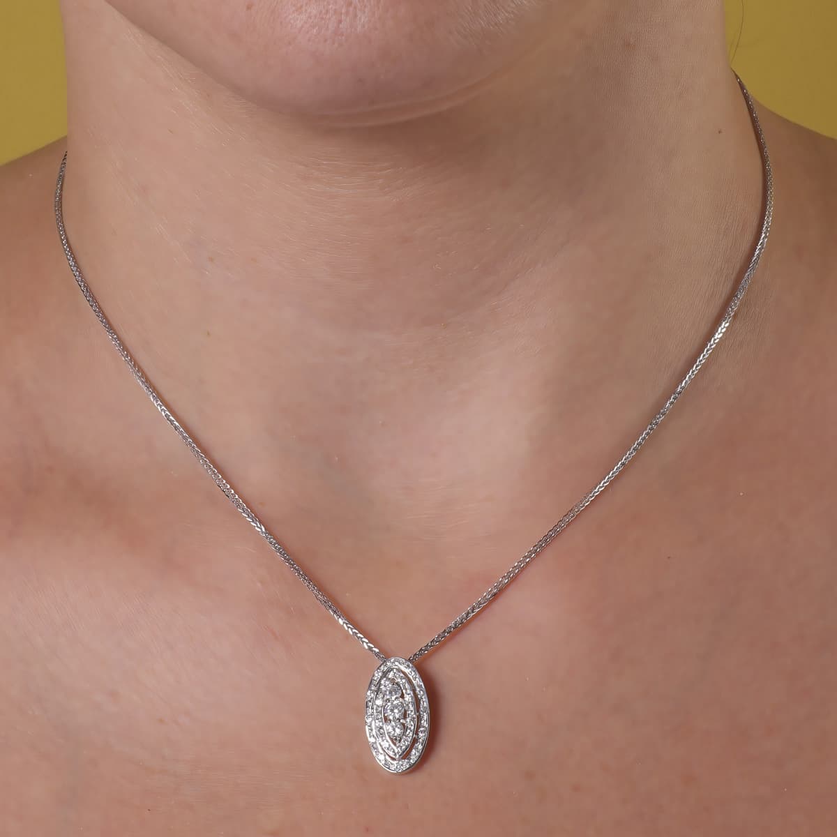 Gargantilla 45 cm Juego Novia Circonita Motivo Oval 19 x 8 mm de oro blanco 18K