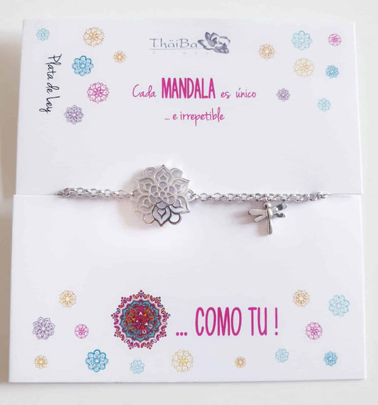 Pulsera mandala y libelula de plata de ley - Joyería Zafir